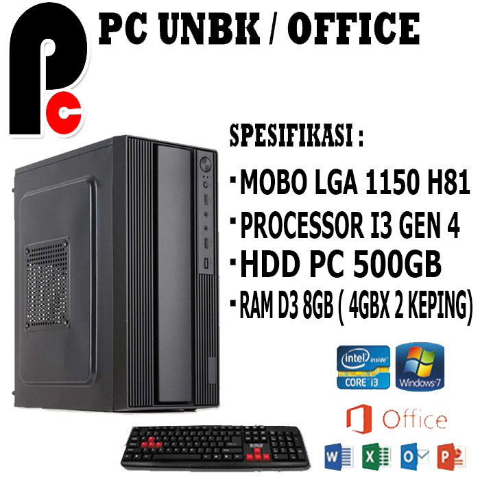Komputer PC CPU Rakitan UNBK / OFFICE i3 Siap pakai