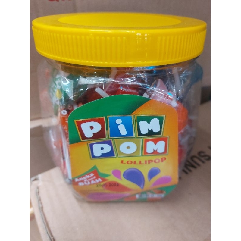 

Pim Pom Permen Lollipop Aneka Rasa Buah/Susu isi 80 Pcs