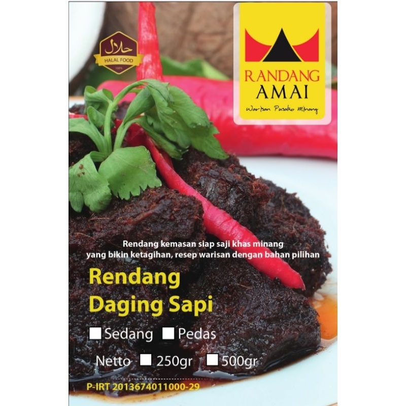 

Rendang Daging Sapi Khas Padang - Asli Minang - Rendang Padang Bumbu Hitam 250 gr