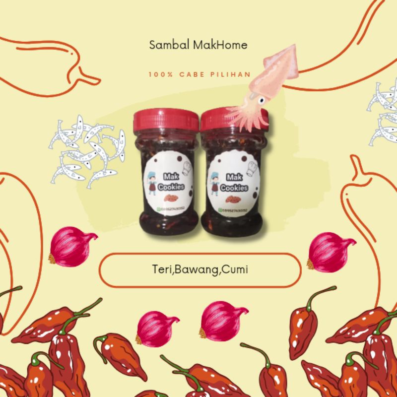 

SAMBAL MAK HOME/SAMBAL TERI/SAMBAL BAWANG/SAMBAL CUMI - 120 gram