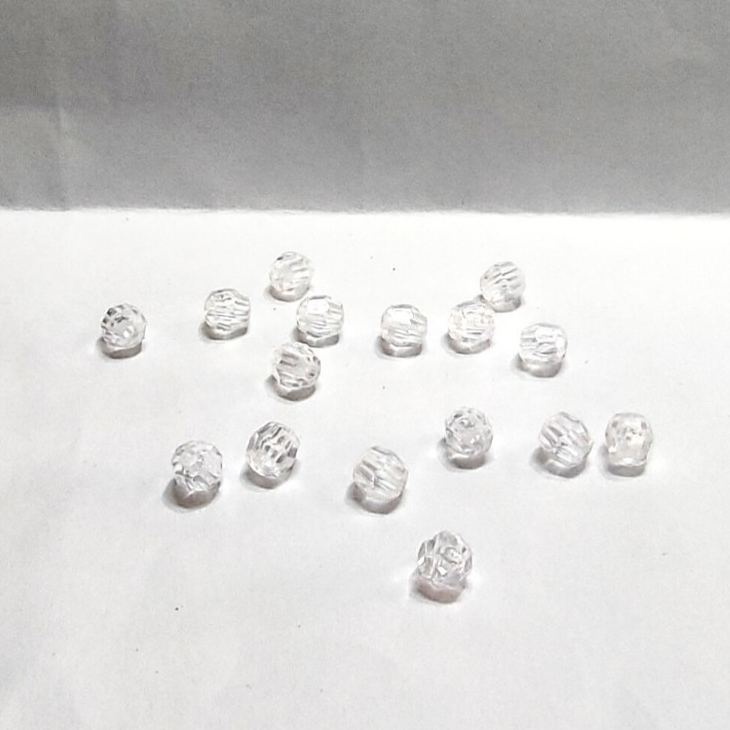 6mm Mote Manik Mutiara Segi  Bening Kaca