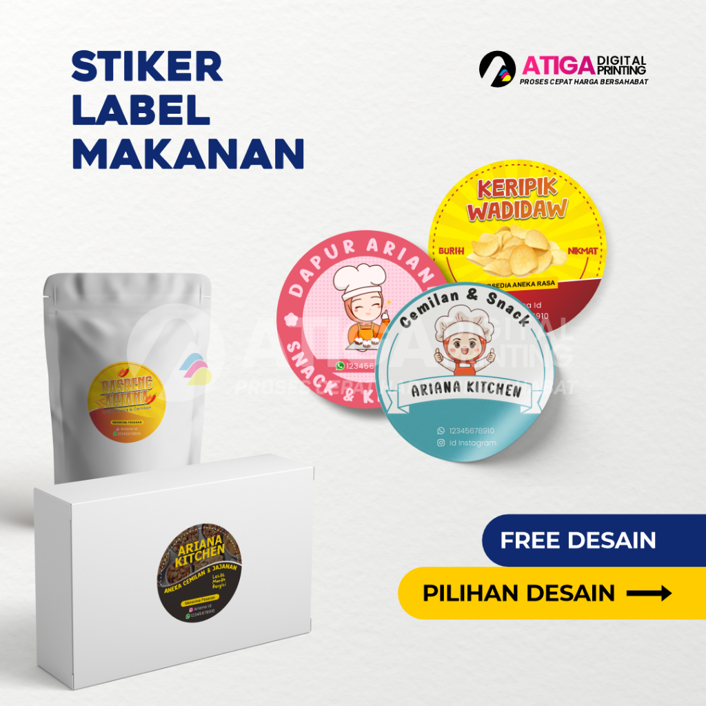 

Cetak Stiker Label Makanan / Stiker Label Box Nasi, Sticker Box Snack