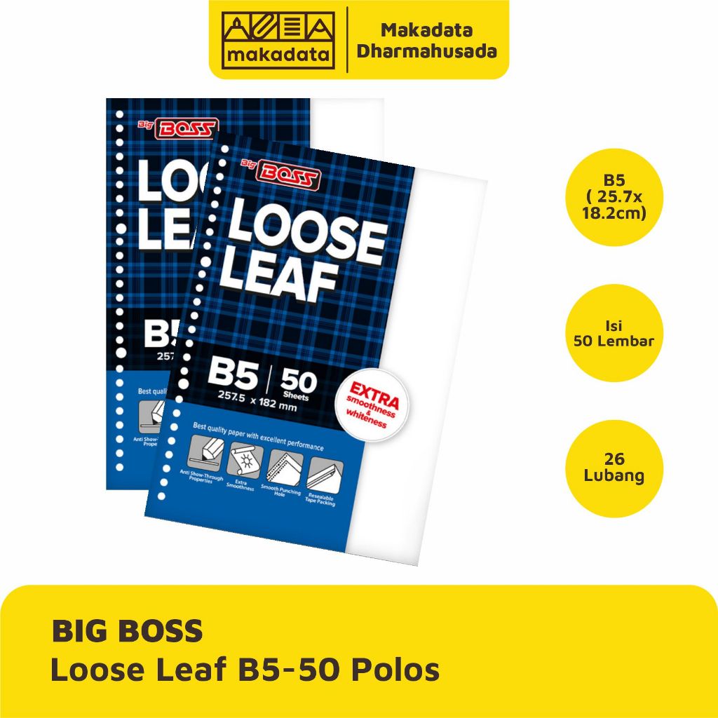 

LOOSE LEAF | KERTAS BINDER BIG BOSS B5-50 POLOS (1 PAK)