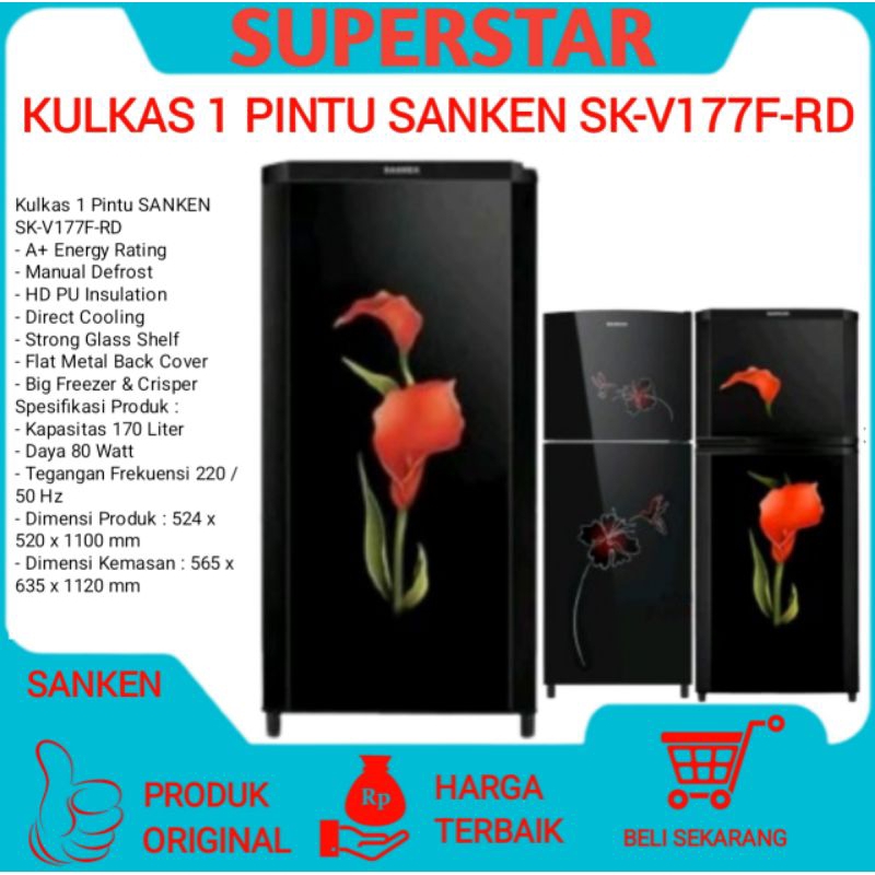 Kulkas Satu Pintu Sanken SK-V177F-RD