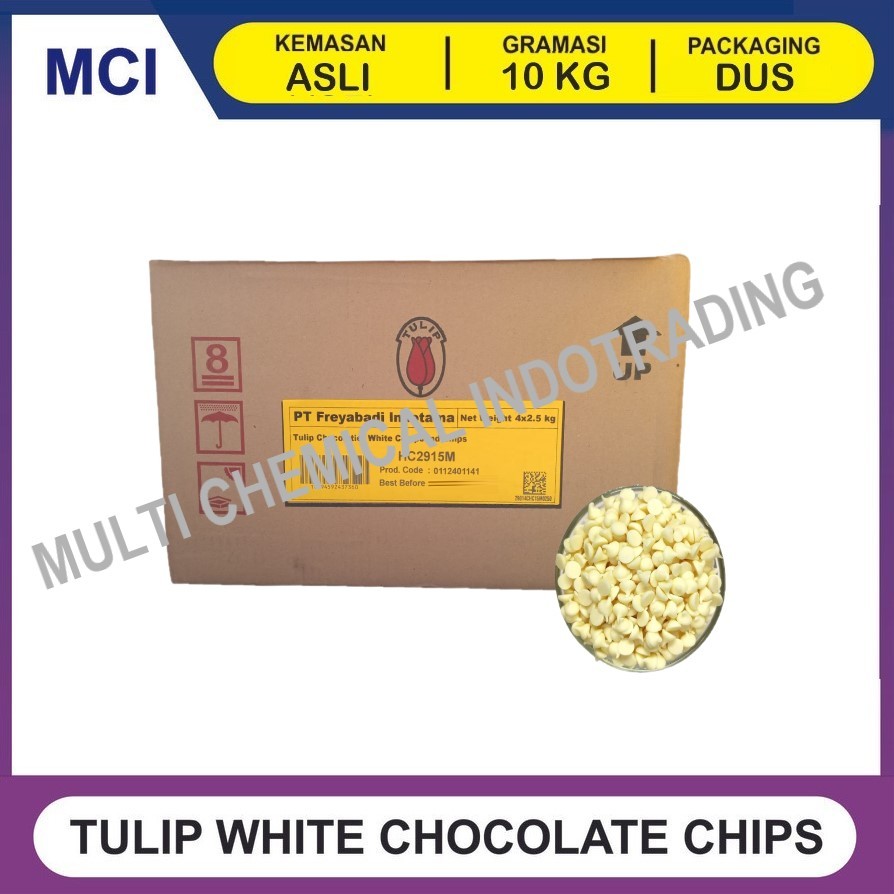 

TULIP CHOCOCHIPS PUTIH / WHITE CHOCO CHIPS 2.5 KG - 1 DUS 4 BAG