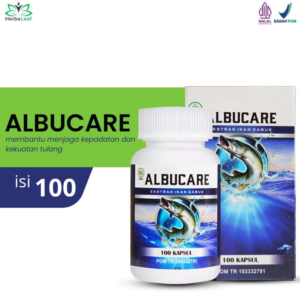Albucare Herbal Mempercepat pemulihan Patah Tulang Ekstrak Ikan Gabus Isi 100 Kapsul Original BPOM