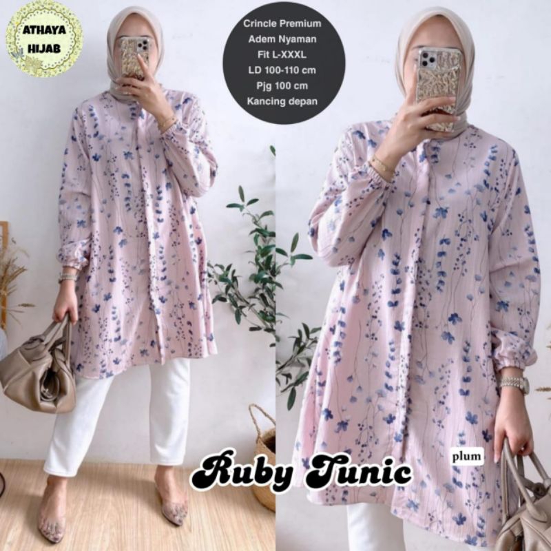 RUBY TUNIK / TUNIK CRINCLE / TUNIK MOTIF BUNGA / TUNIK JUMBO