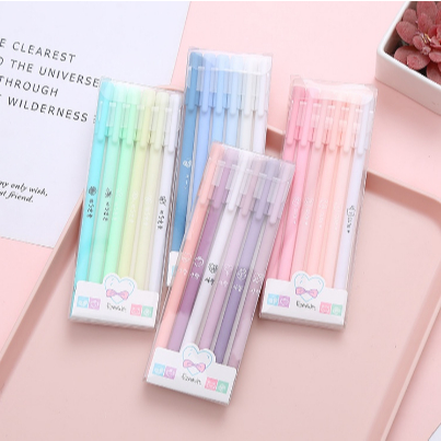 

1 SET 6PCS PULPEN GEL AESTHETIC POLOS WARNA PASTEL MATTE 0,5 MM LG