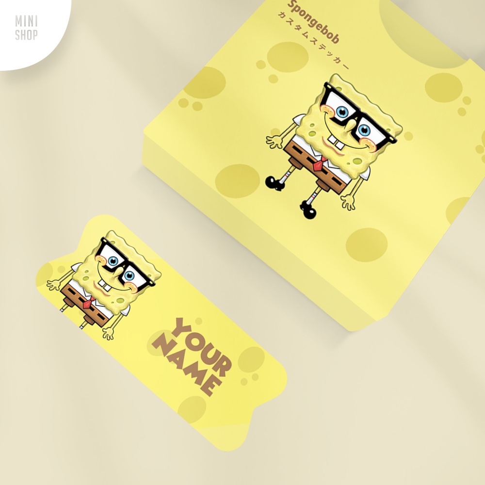 

Stiker Nama Custom Waterproof Spongebob