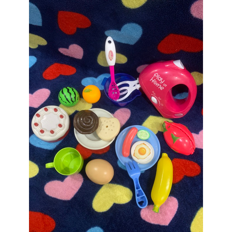 Preloved Paketan Printilan Makanan Masak-Masakan, Buah Potong, Kue dan Mixer