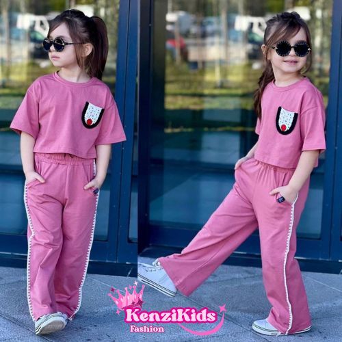 [Whispers] SETELAN ANAK PEREMPUAN CROP RENDA 1-6 TAHUN