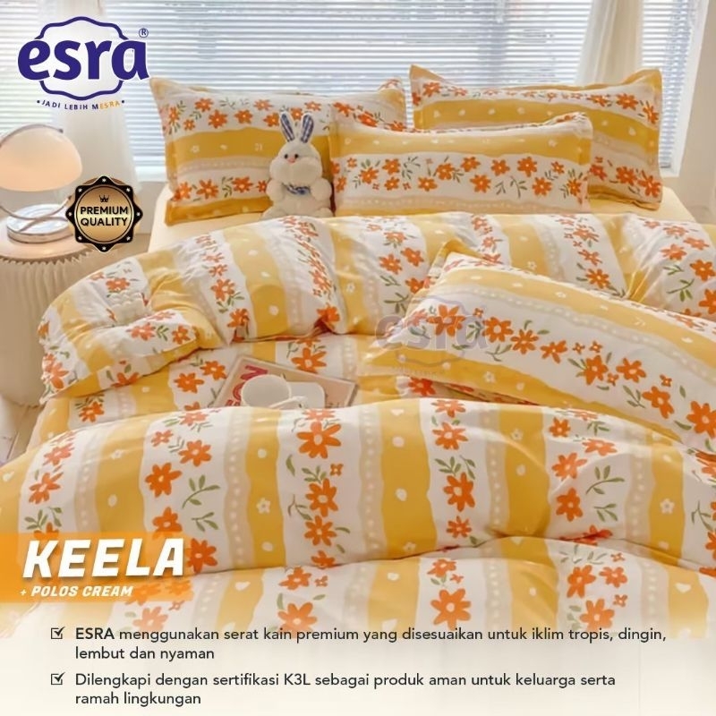 SPREI MOTIF BUNGA CERAH KUNING KATUN LOKAL