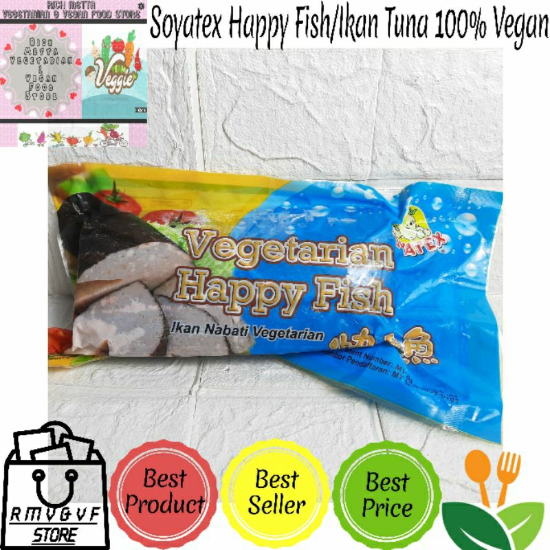 

Soyatex Happy Fish Vegetarian / Ikan Tuna Vegan 450gr Frozen Food