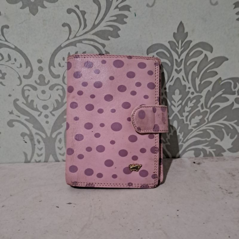 Dompet wanita braun buffel pink polkadot preloved