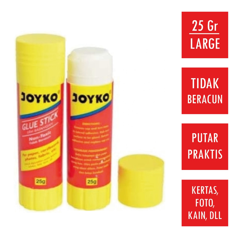 

MURAH 1 Pcs Glue Stick 25Gr Lem Kertas Stik Putar Kecil 25 Gram Gr JOYKO GS25 Non Toxic Aman Tidak Beracun