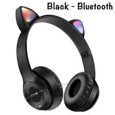 TERLARIS HEADSET GAMING WIRELES BLUETOOTH MODEL TELINGA KUCING (HITAM)