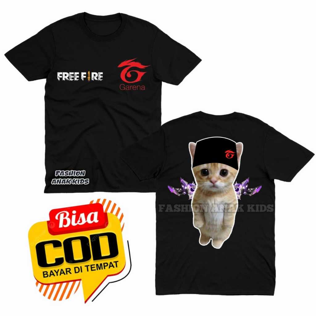 (BISA COD) KAOS ANAK BAJU ANAK KUCING FF FREE FIRE KUCING FF VERSI KUCING SG 2JT KAOS ANAK FF KUCING