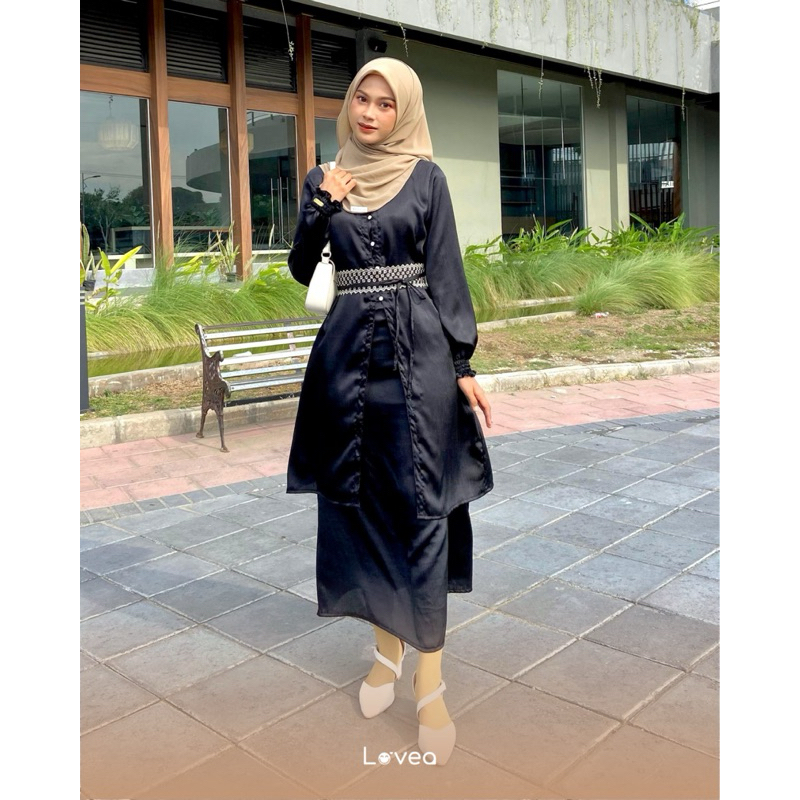 Yura set by Lovea | Tunik - Rok A Line - Baju Tunik Melayu - One Set Tunik Kondangan Lebaran Small -