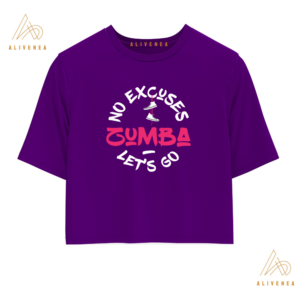 Kaos Crop Top Wanita Dewasa Baju Sport Senam Zumba Wanita Jumbo Oversize Bahan Katun Lengan Pendek F