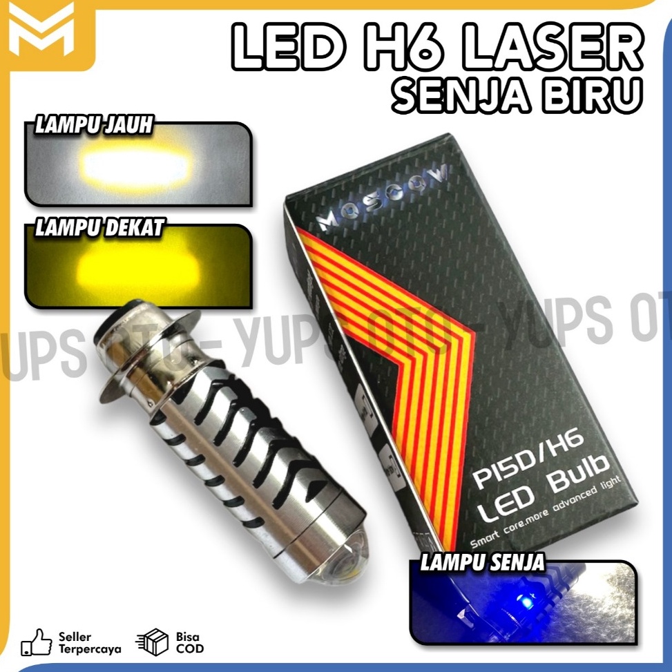 Recomended LAMPU LED DEPAN MOTOR H6 LASER LED HI LOW AC DC DOUBLE COLOR WHITE YELLOW  LAMPU SENJA BI