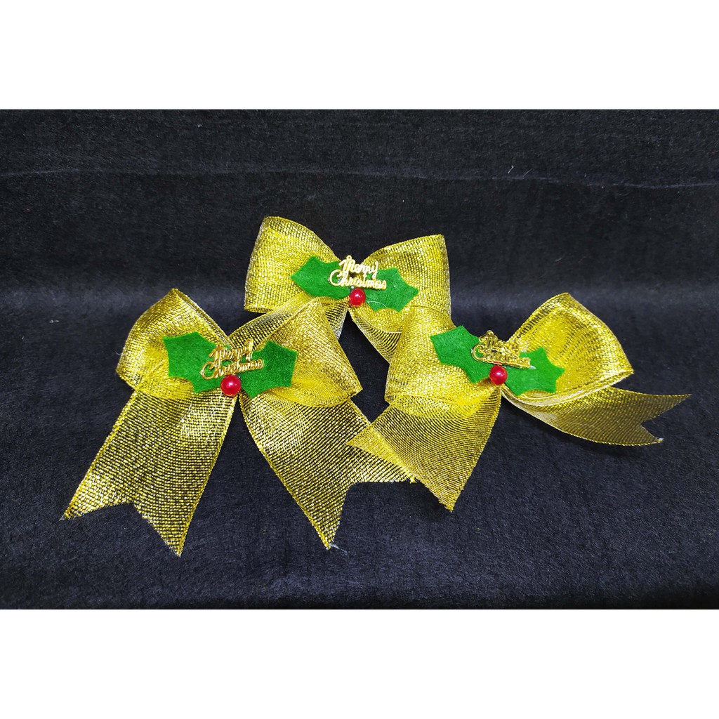 

RAIH DISKON 3 pcs ACC Natal Pita Bow Emas Hampers Kado Hiasan Hantaran Hiasan