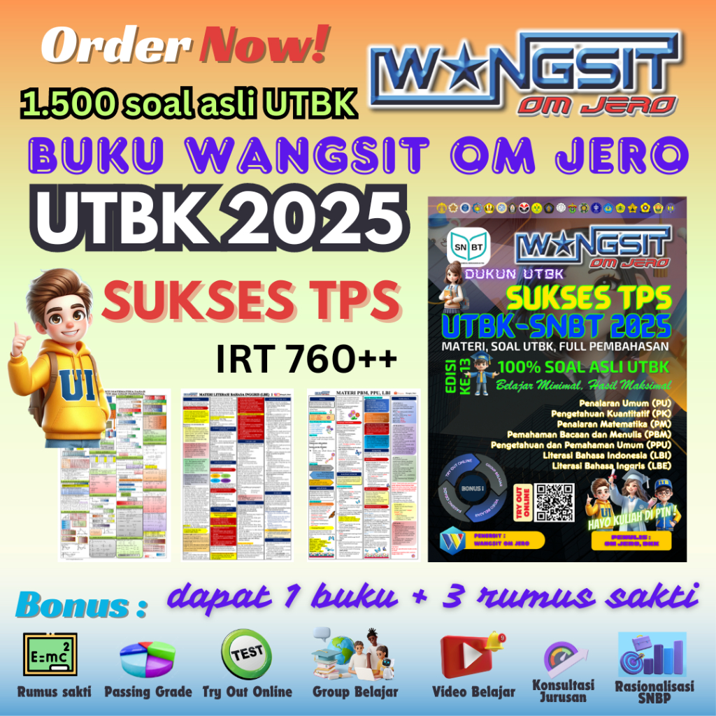 ( UTBK 2025)  Buku Wangsit Om Jero TPS UTBK SNBT 2025 update soal asli UTBK 2024 gel 1 dan gel 2