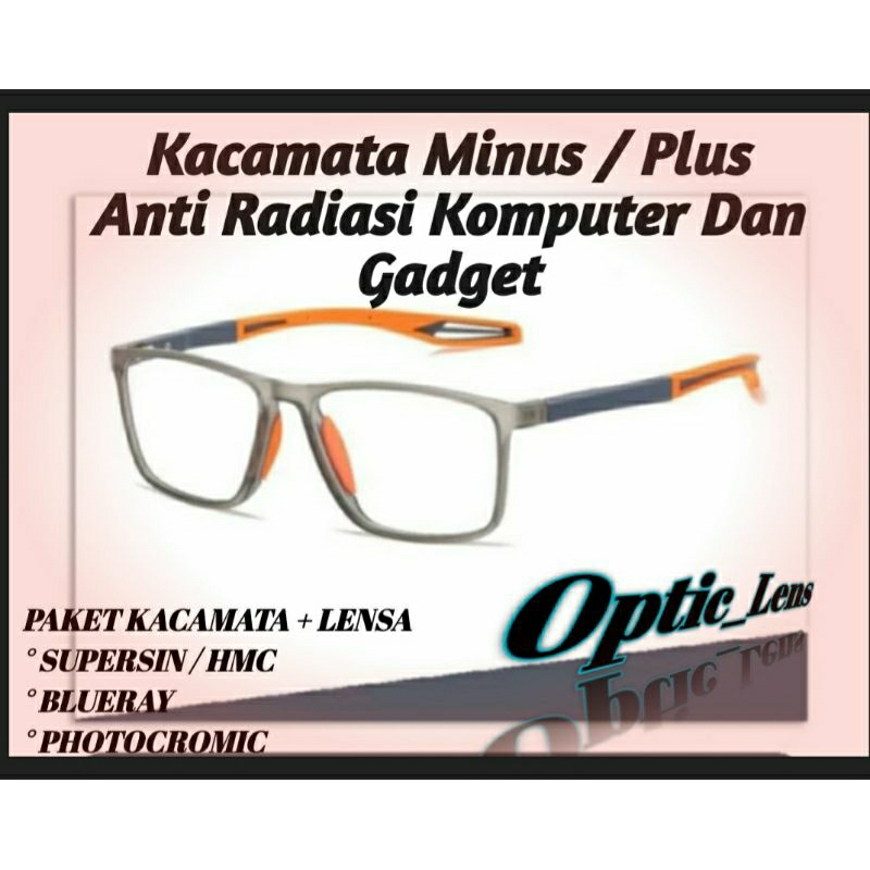 Kacamata Pria Sporty Lentur Minus/Plus