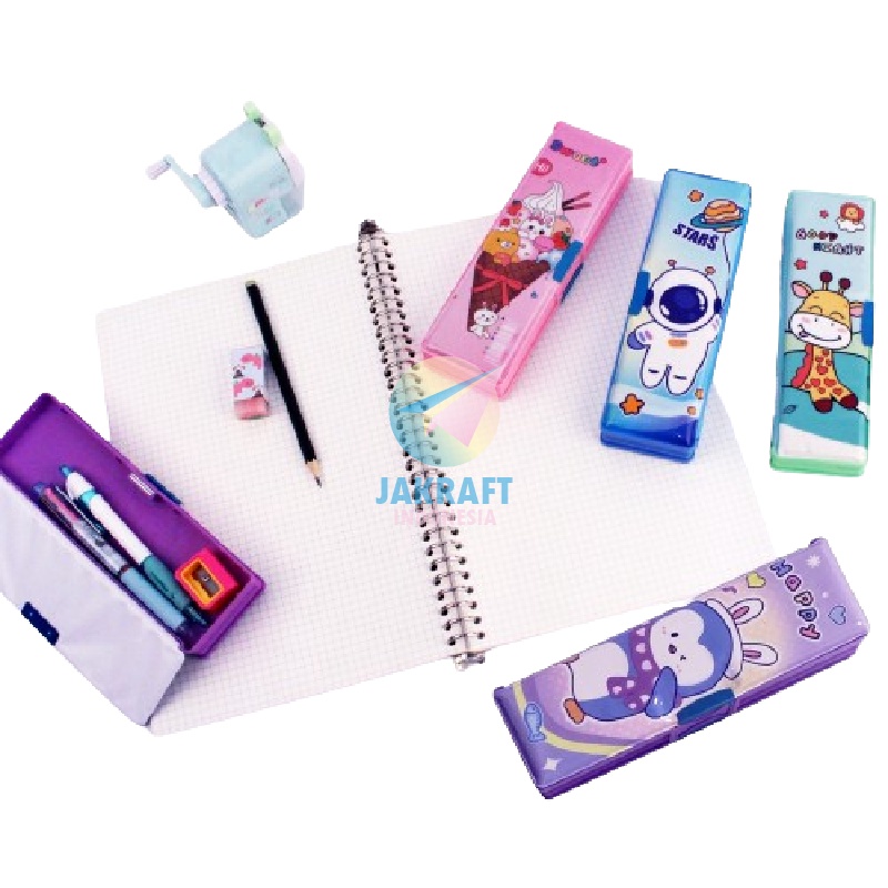 

TERLARISSS 1 Pcs Kotak Tempat Pensil Magnet 2 Sisi B123 Magnetic Pen Pencil Case Bolak Balik