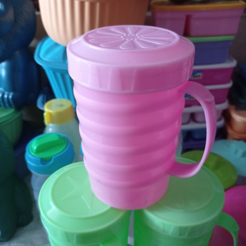 Gelas Cangkir Tutup Mug Minum Plastik Anti Tumpah kuat Bagus