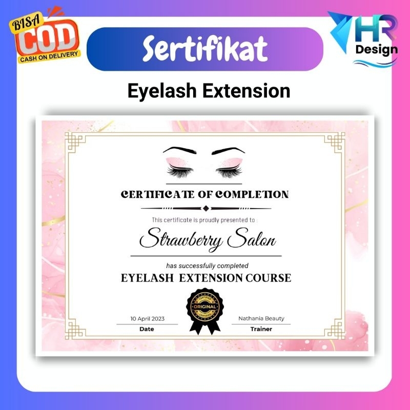 

Cetak Piagam / Sertifikat Eyelash Extension Course / Sertifikat Kursus Kecantikan