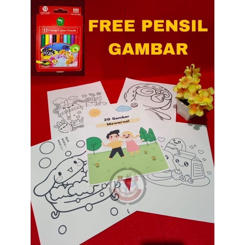 

MAINAN EDUKASI ANAK GAMBAR MEWARNAI 20 HALAMAN KERTAS GAMBAR PAUD TK DEWASA A4 SKETSA FREE PENSIL WARNA ( TERMURAH DI SHOPEE )