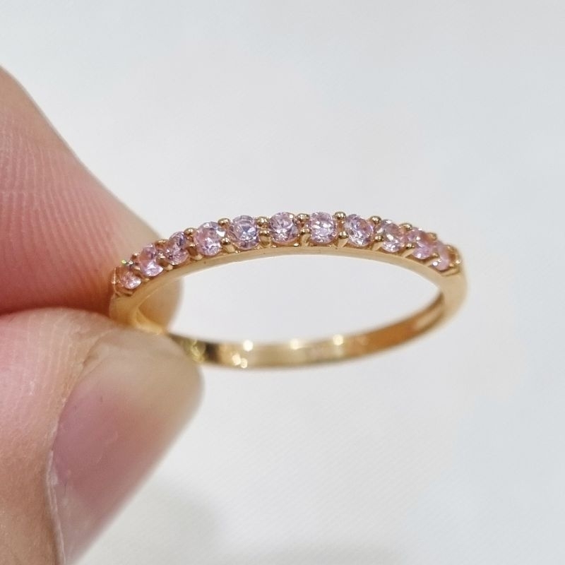 16K / 1.6 gr - Cincin Listring Mata Pink Ukuran Ring Size 14 Emas Tua Asli Kadar 70% 700 - R2