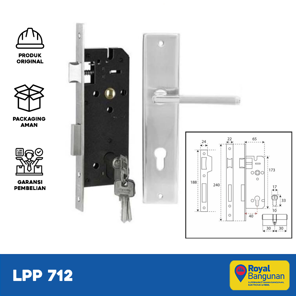 Handle Pintu Set Kunci PALOMA LPP 712 Lockset Rumah Gagang Pintu