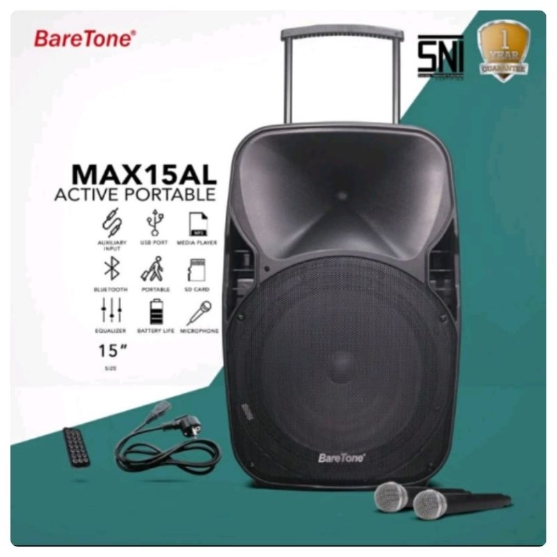 Speaker Baretone MAX 15AL Speaker Portable Baretone 15inch MAX15AL Speaker Bluetooth