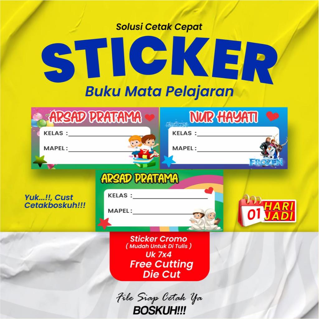 

STICKER MAPEL NAMA MATA PELAJARAN STIKER BUKU BISA CUSTOM UKURAN 7X4CM ISI 40PCS