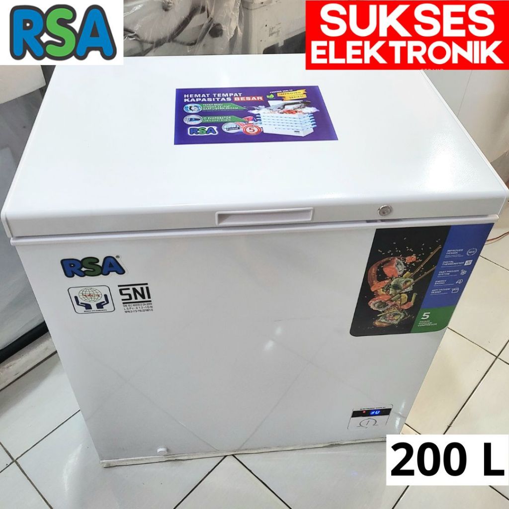 FREEZER BOX RSA 200L CF-210 / CHEST FREEZER LEMARI PEMBEKU ES DAGING 200 L 200 LITER
