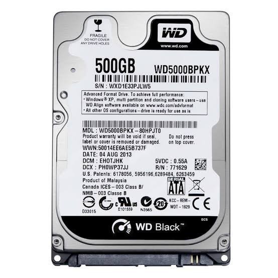 Hardisk Laptop 500GB WD Black Slim Sata 2.5 HDD Laptop Notebook