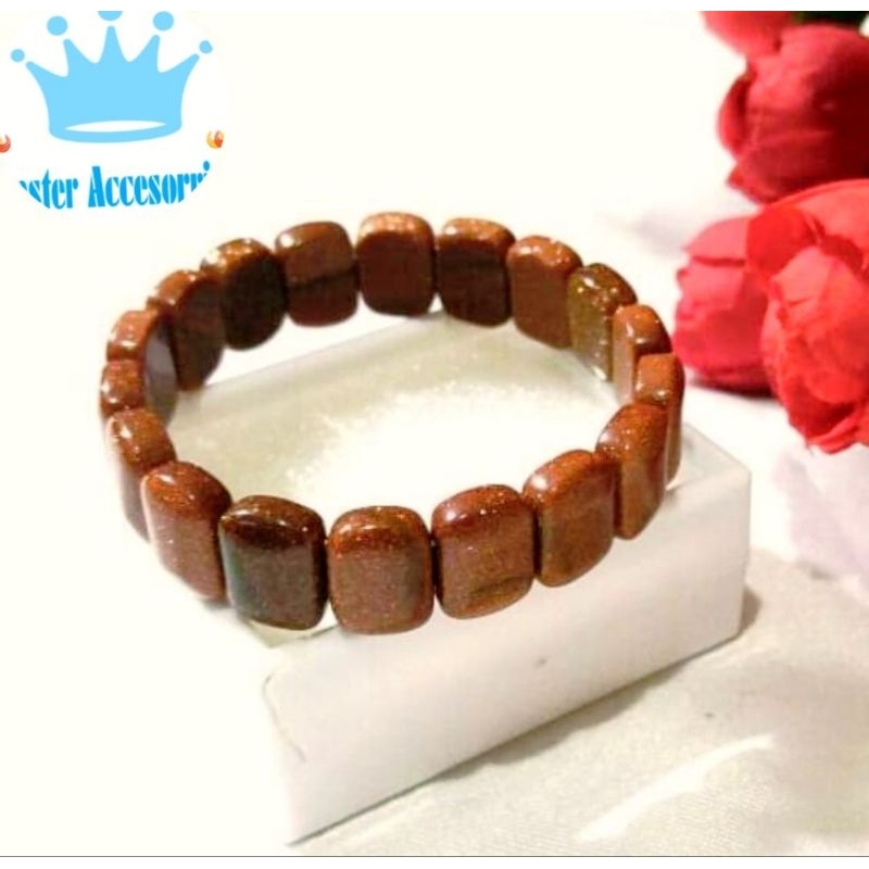 Gelang Batu Pasir Emas Coklat Model Pagar