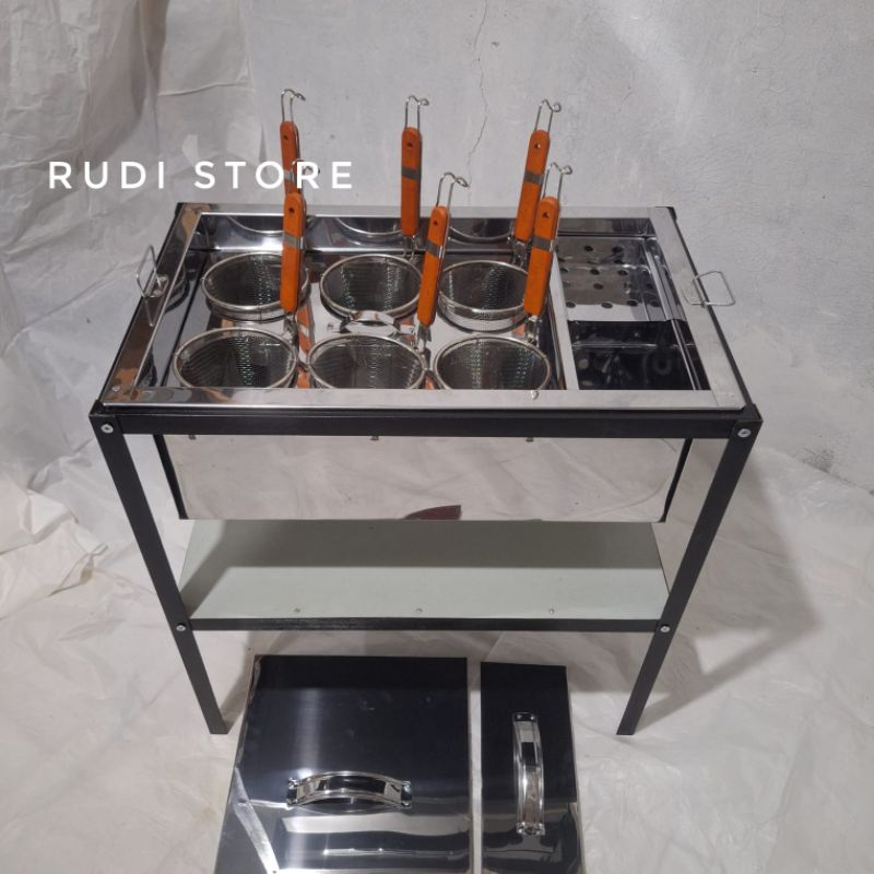 dandang mie ayam 6 lubang / panci mie ayam / dandang mie ayam set meja boot