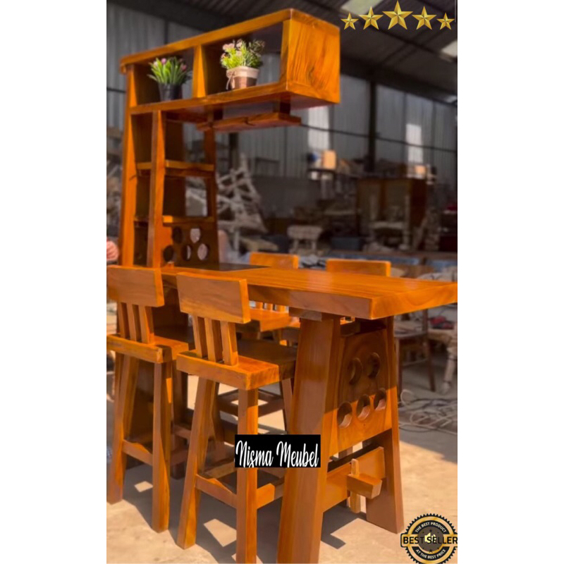 Satu Set Kursi Meja Bar | Set Meja Botol Bar | Meja Cafe | Kursi Cafe | Satu Set Kursi Meja Bar Dapu