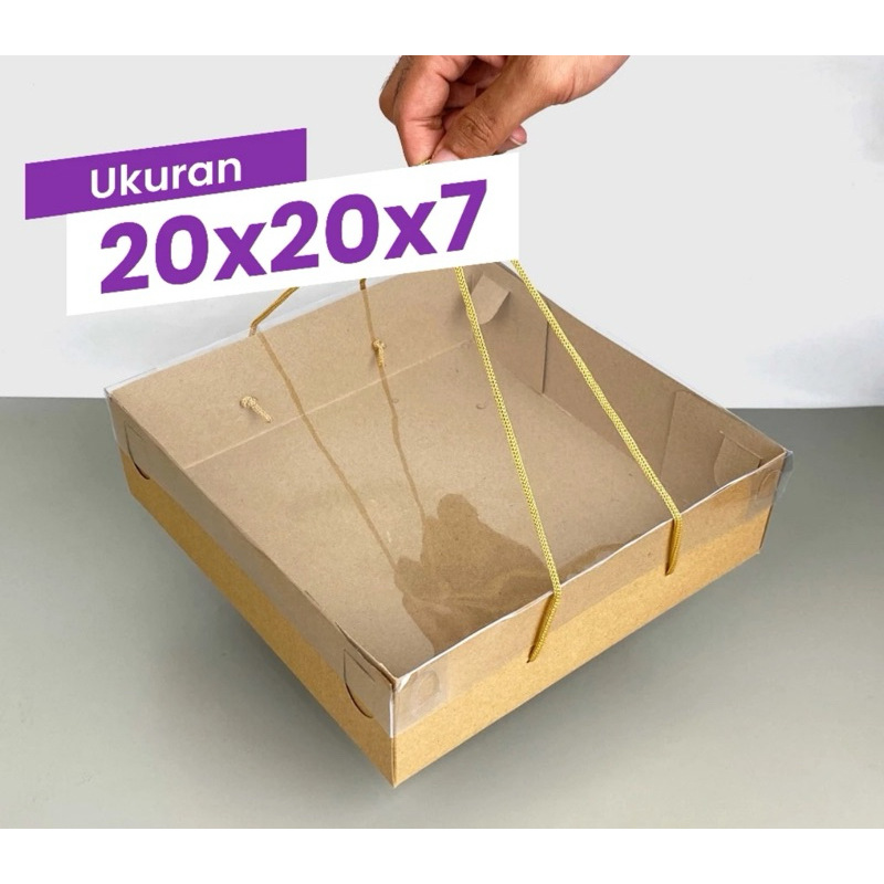 

Dus Kraft Tali mika Kotak kemasan kue roti rice box manyue Box hampers 20x20x7