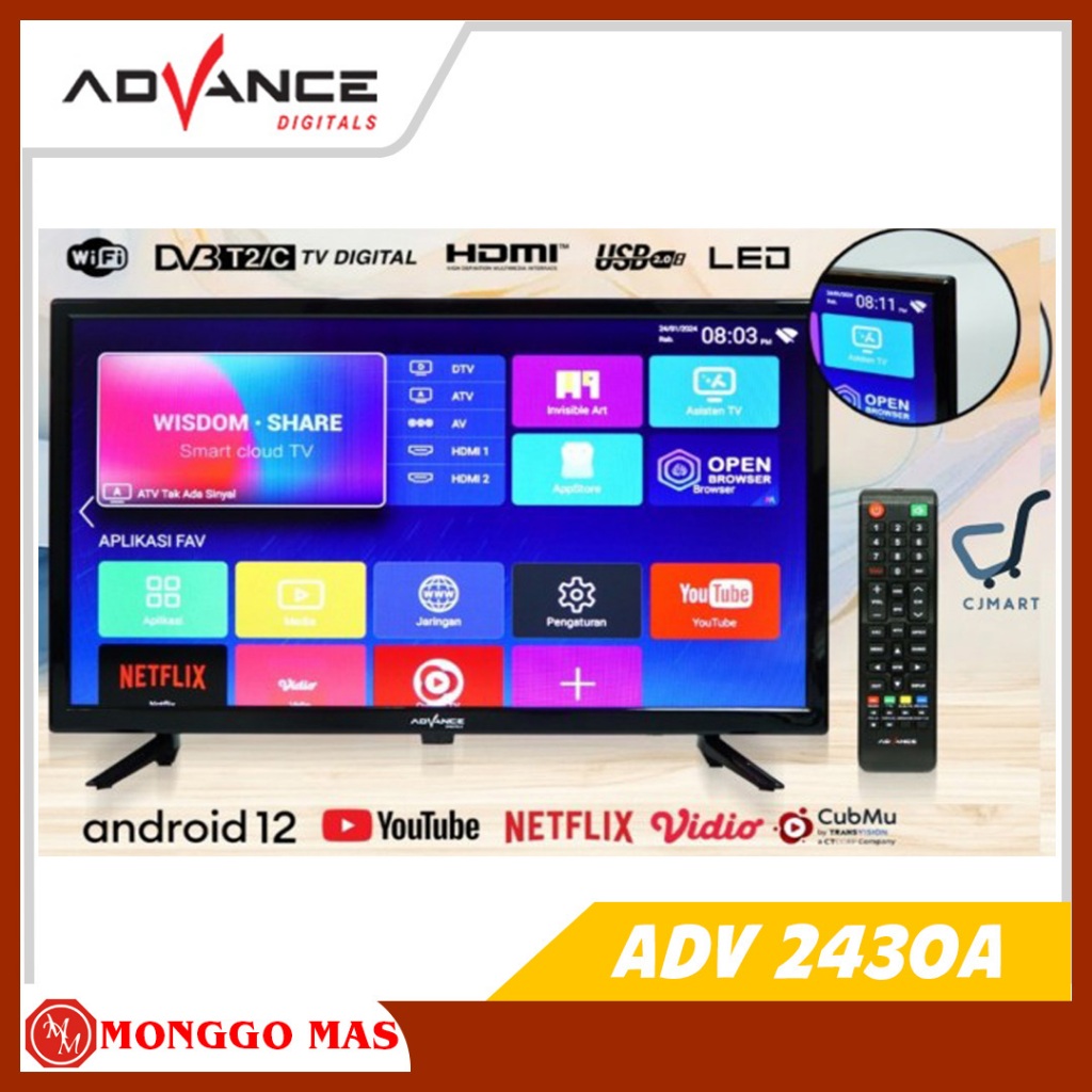 TV ANDROID ADVANCE 24" 24 INCH ADV 2430A