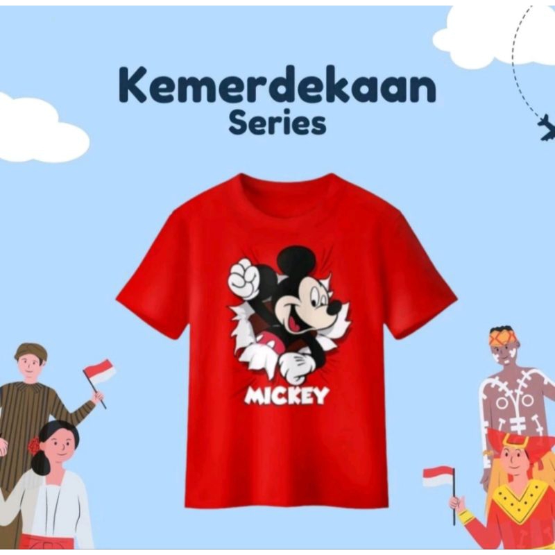 Baju Kaos KAOS ANAK MICKEY MOUSE MERAH PUTIH