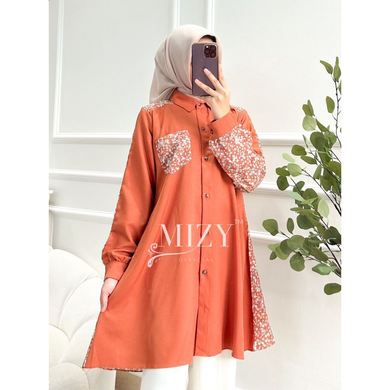 DAISI TUNIK NOVY BASIC baju syari kuliah atasan kerah pakaian simple wanita hijabers top kemeja kerj
