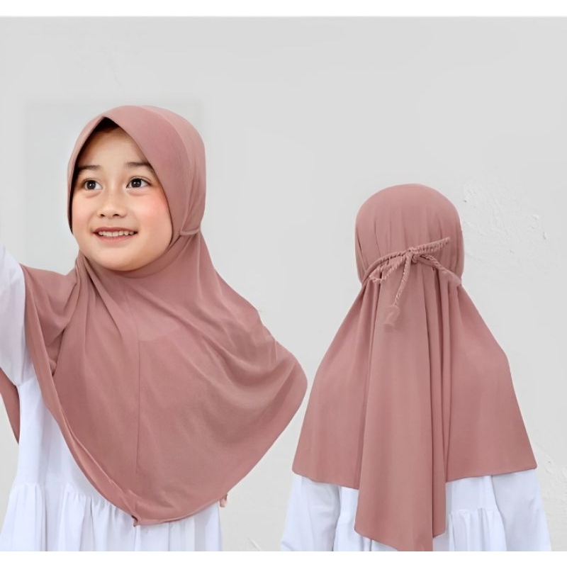 Hijab Anak Instan/Hijab Anak Pet Jersey Premium/Hijab Pet Milea Tali Kepang
