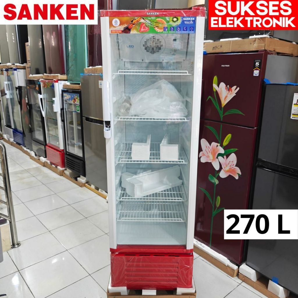 SHOWCASE SANKEN SRS-275 5RAK 270L / KULKAS PENDINGIN MINUMAN KACA 5 RAK 270 L LITER
