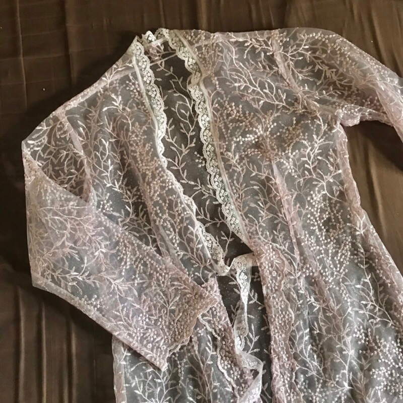 [BACA DESKRIPSI] NEW PRELOVED OUTER KEBAYA BROKAT DUSTY PINK