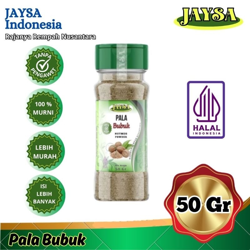 

JAYSA Pala Bubuk 50 gr / Ground Nutmeg / Pala Bubuk Murni / Pure Nutmeg Powder / Nutmeg Powder / Pala Bubuk Premium / Premium Nutmeg Ground / Pala Bubuk Asli / Nutmeg Powder