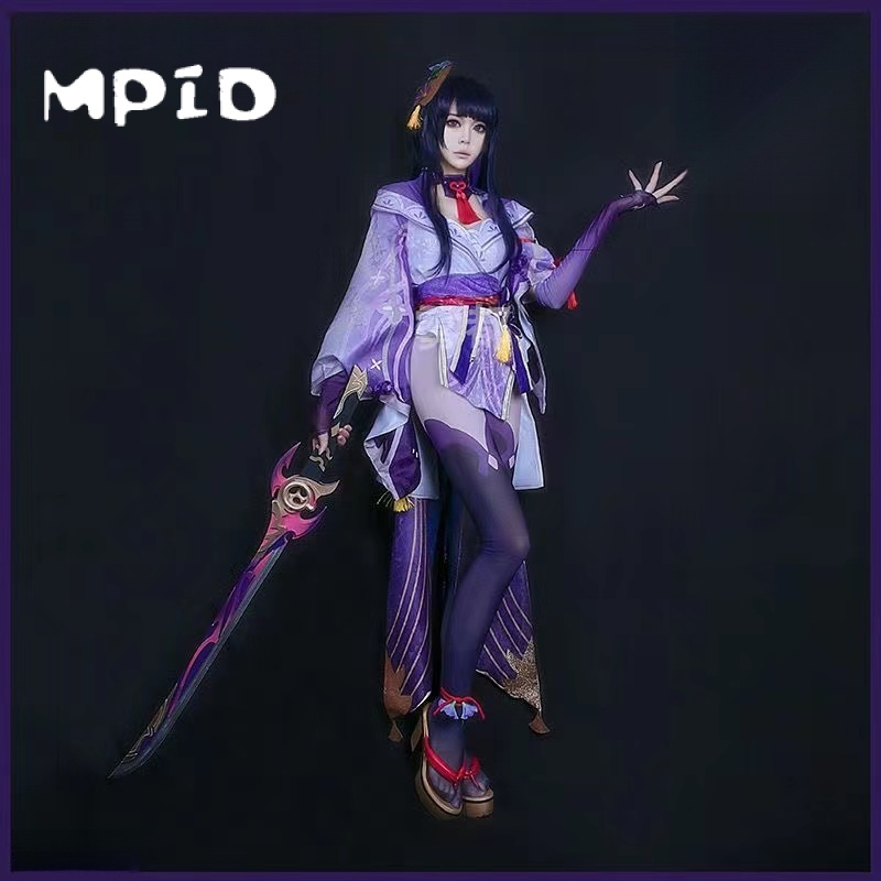 【MPID】 Genshin Impact Cosplay Raiden Shogun Costume Wanita Kostum Beelzebul Wig Raiden Ei Kostum Sho
