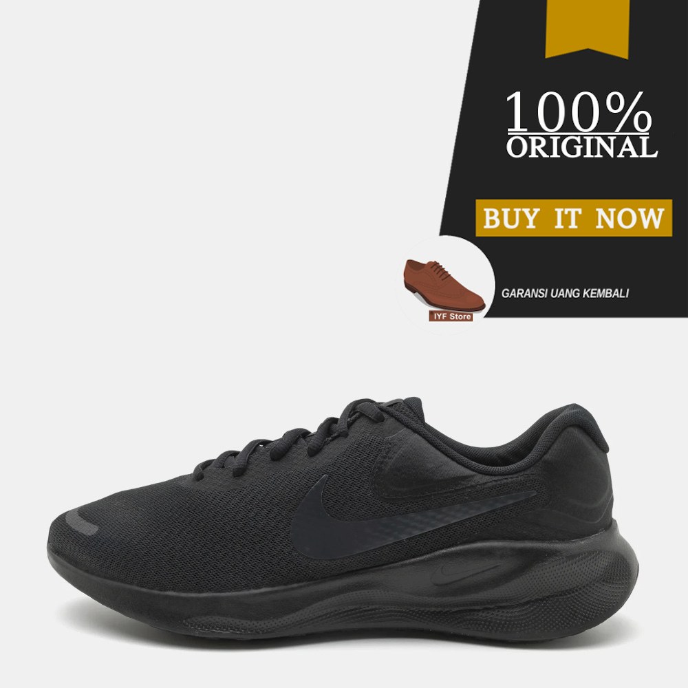 Sepatu Running Original Sepatu Nike Revolution 7 - Black/Off-Noir